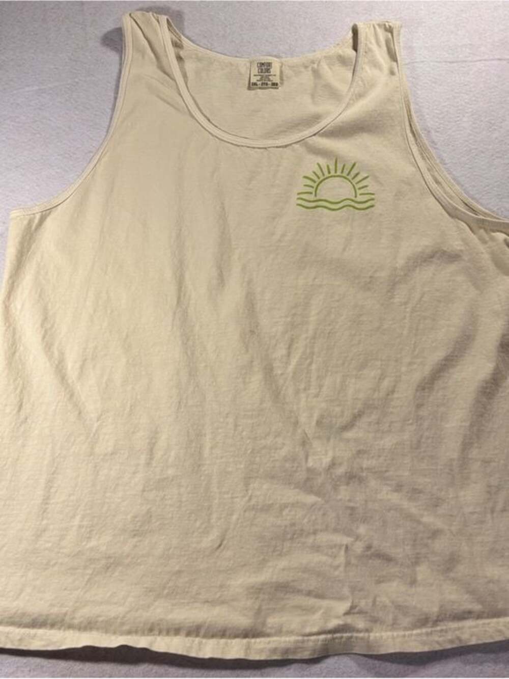 Comfort Colors Cream Tank with Lime Sun Graphic